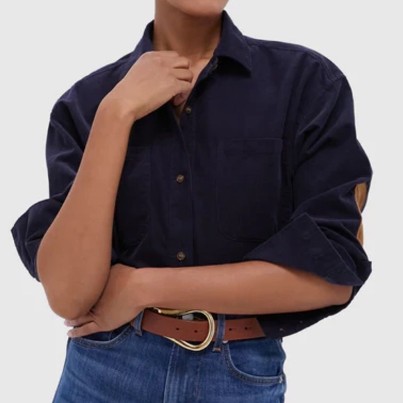 NWOT Tuckernuck Corduroy Bryne Button Down Size Large Navy Classic Cotton Shirt - Picture 2 of 12